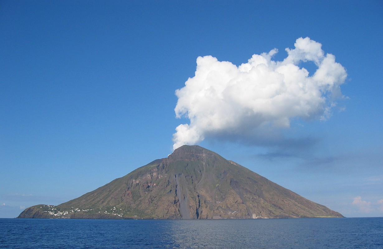 The Stromboli stratovolcano off the coast of Sicily. Image credit: Steven W. Dengler